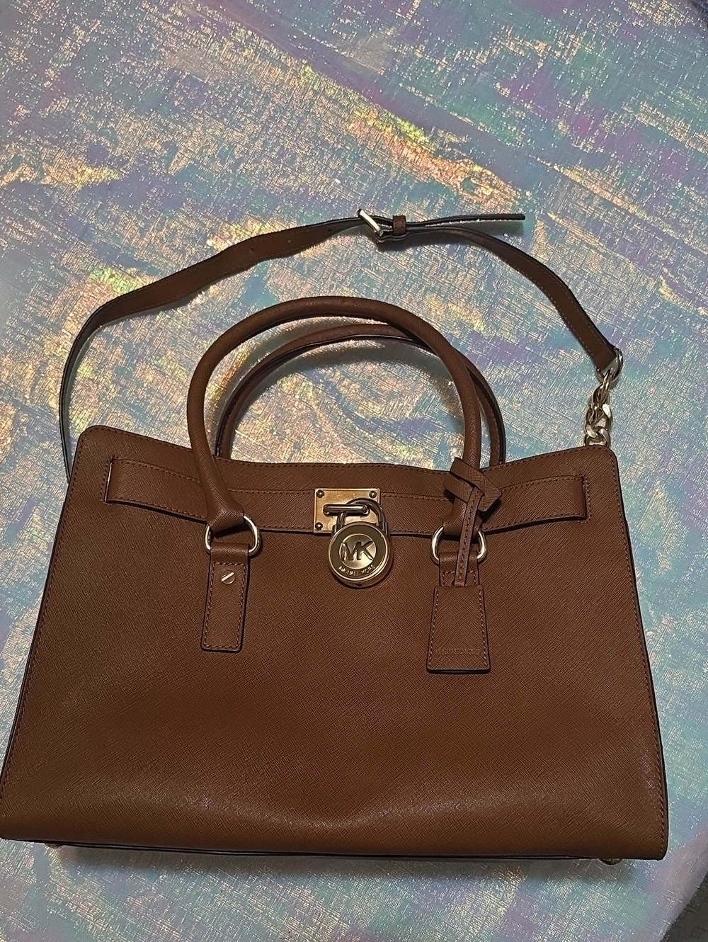 Michael Kors Brown Leather Satchel with Gold Hardware